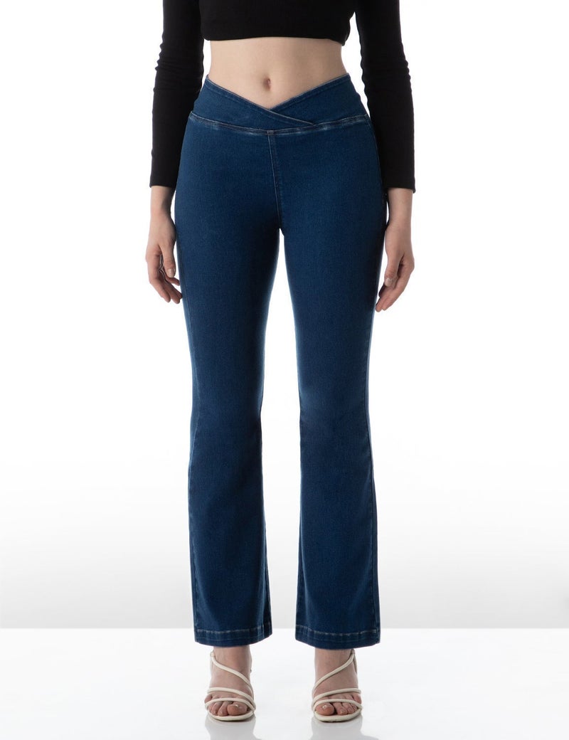 inkd بنطال جينز نسائي متوسط الارتفاع وقابل للسحب - Image 1